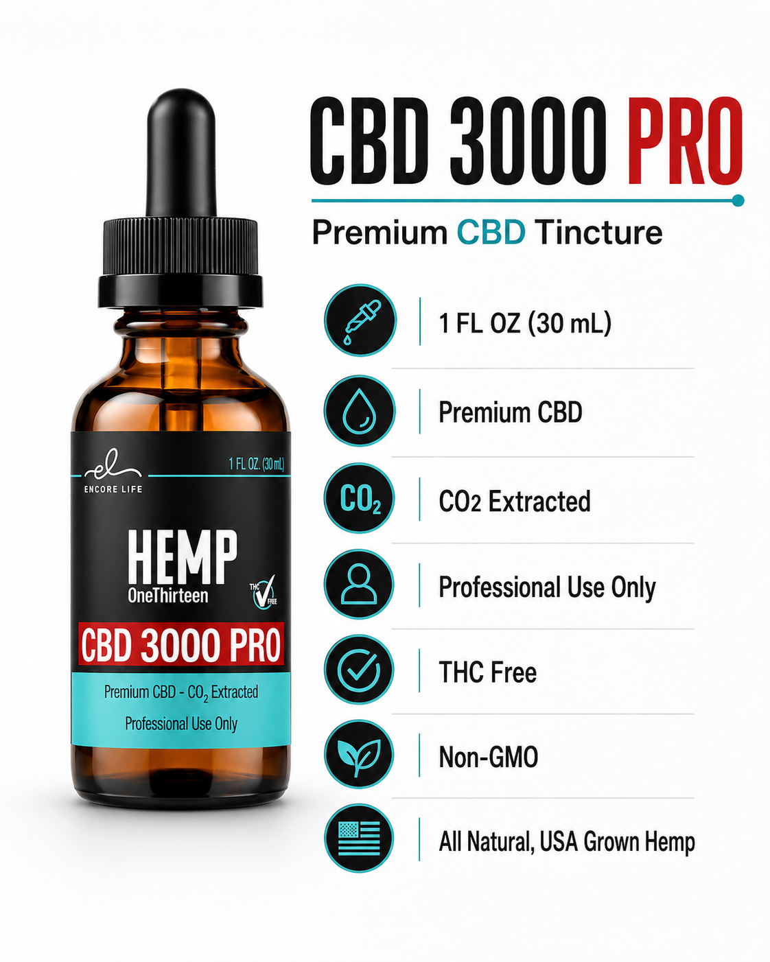 CBD 3000 PRO Tincture, additional product view